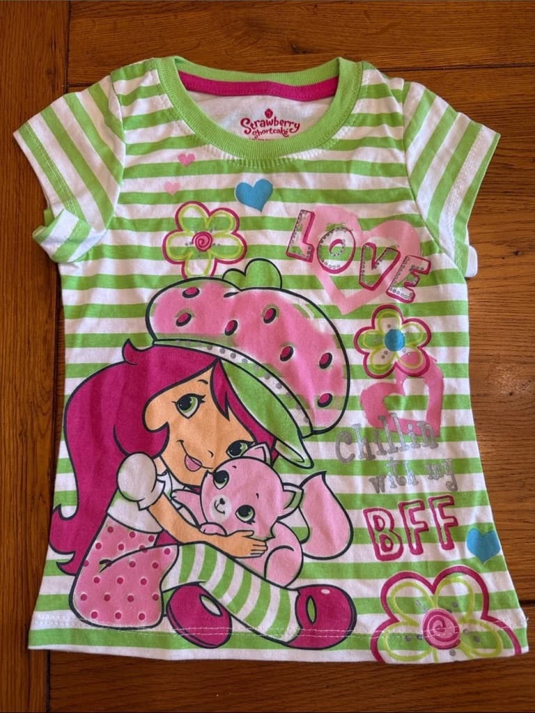 Original photo of strawberry striped tee